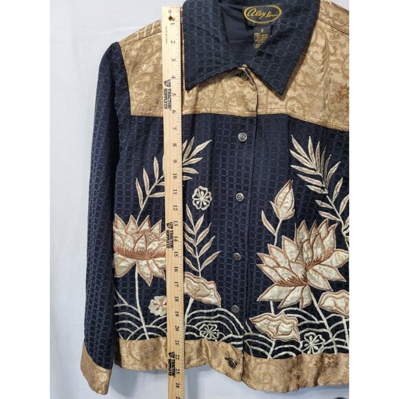 Alex Kim Embroidered Brocade Artsy Button Jacket Womens S Mature Office - Picture 4 of 16